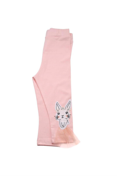 Tulle Rabbit Embroidered Baby Girl Leggings Salmon - 9