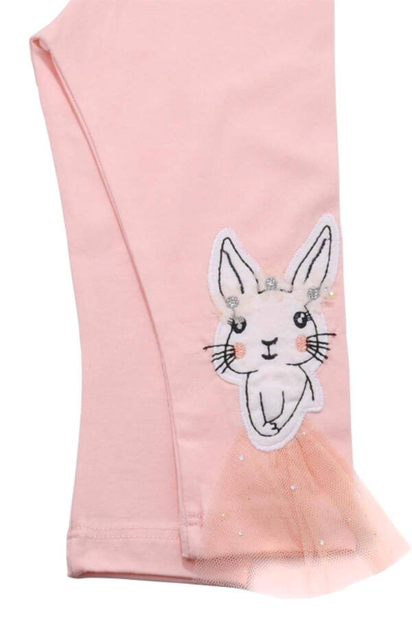 Tulle Rabbit Embroidered Baby Girl Leggings Salmon - 10