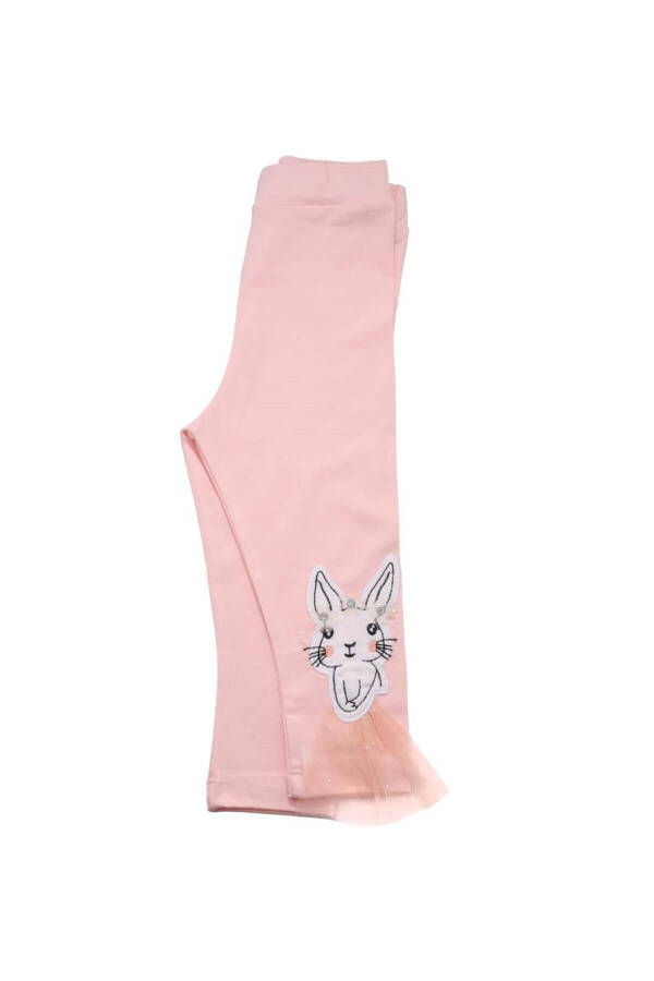 Tulle Rabbit Embroidered Baby Girl Leggings Salmon - 4