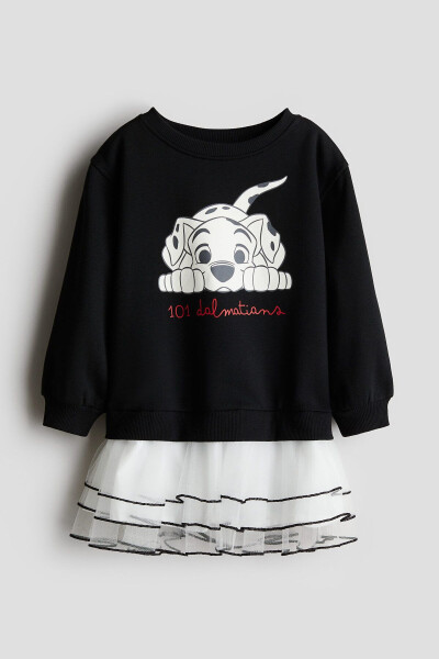 Tulle skirt, printed sweatshirt dress - 1