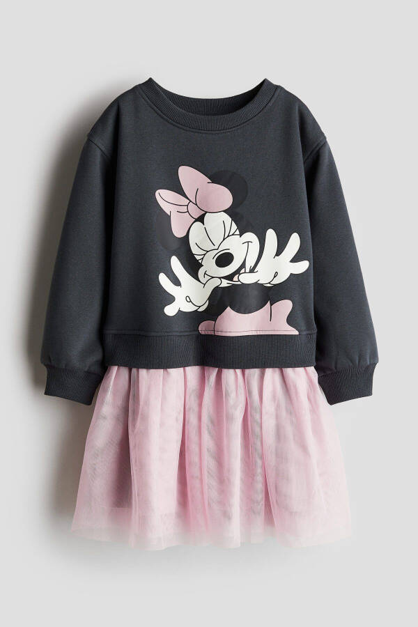 Tulle skirt, printed sweatshirt dress. - 1