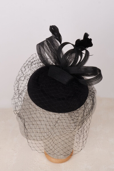 Tulle Veil Feathered Bridal Wedding Cap Hat - 2