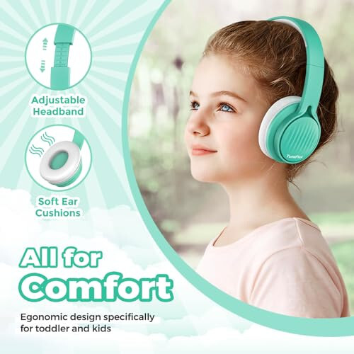 TuneFlux Upgraded Kids Headphones, Wired Toddler Headphones, 85dB Limited Volume On Ear Headphones, Portable Foldable Design, Stereo Sound Kids Headphones for School/Tablet/Travel - Green - 4