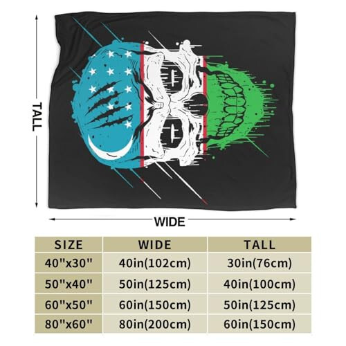 Творческий Узбекский Патриот Череп Национальный Флаг Покрывало 40