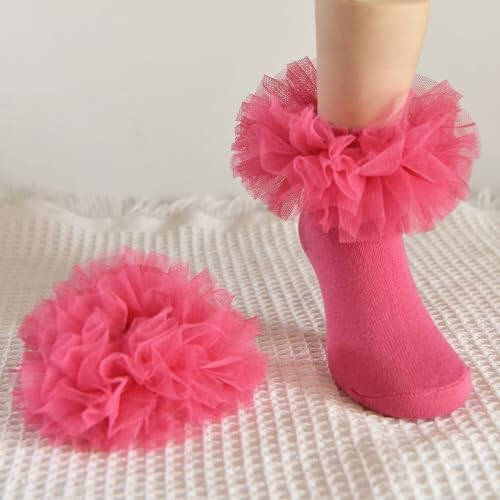 TWINKLING AT DOWN Girls Socks Fluffy Ruffled Edge Princess Dress Socks Lace Dance Socks Newborn/Baby/Toddler/Girl - 35