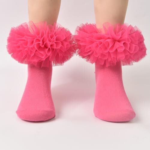 TWINKLING AT DOWN Girls Socks Fluffy Ruffled Edge Princess Dress Socks Lace Dance Socks Newborn/Baby/Toddler/Girl - 16