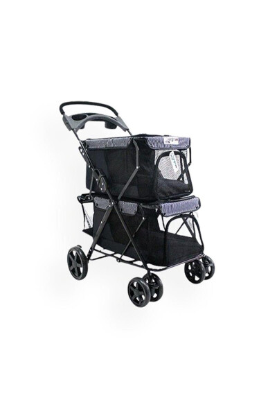 Twins Pet Stroller 51*85*100 Cm Black - 13