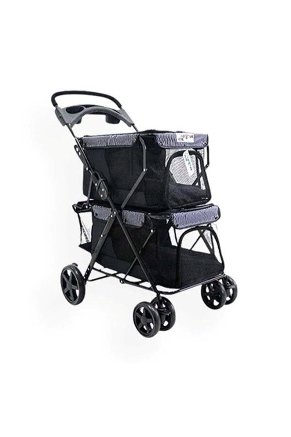 Twins Pet Stroller 51*85*100 Cm Black - 9