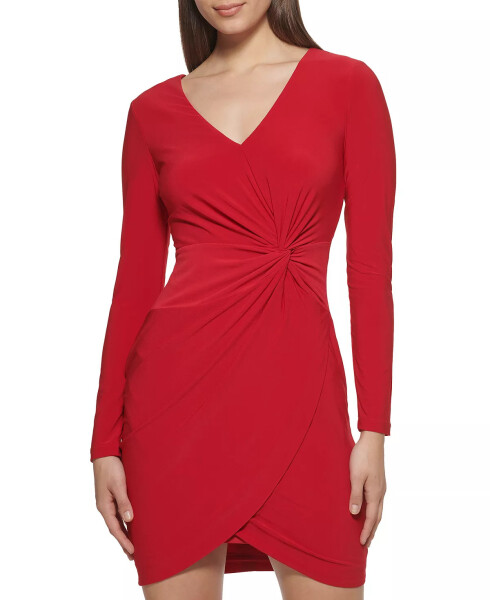 Twist-Front Knit Dress Red - 4