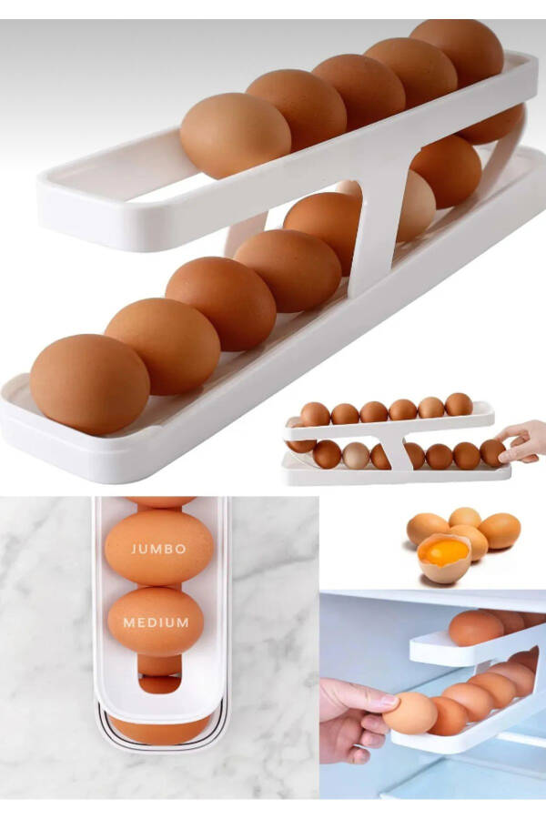 Two-Tier Practical Custom-Made Useful White Plastic New Generation Egg Stand / Refrigerator Shelf - 6