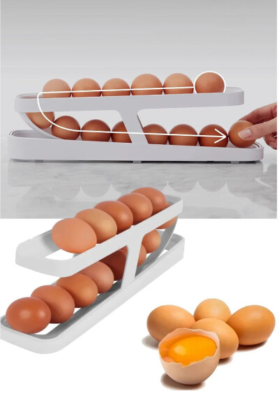 Two-Tier Practical Custom-Made Useful White Plastic New Generation Egg Stand / Refrigerator Shelf - 7