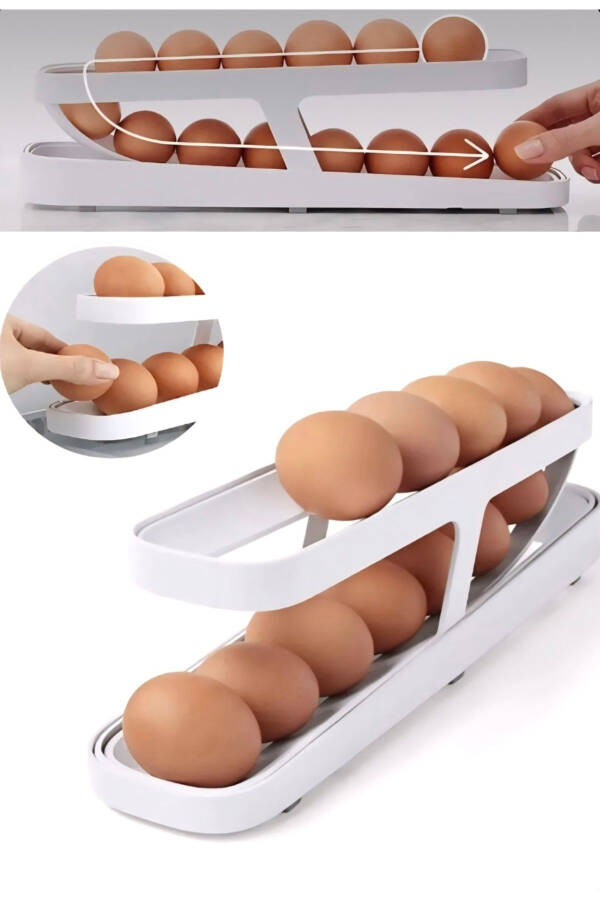 Two-Tier Practical Custom-Made Useful White Plastic New Generation Egg Stand / Refrigerator Shelf - 9