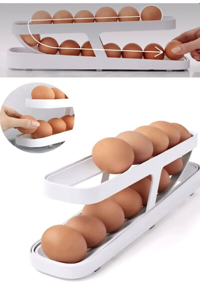 Two-Tier Practical Custom-Made Useful White Plastic New Generation Egg Stand / Refrigerator Shelf - 4