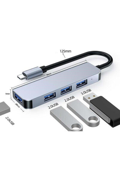 Type-C 1xUSB 3.0 3xUSB 2.0 Hub OTG Çoğaltıcı Adaptörü Byl-2013t - 7