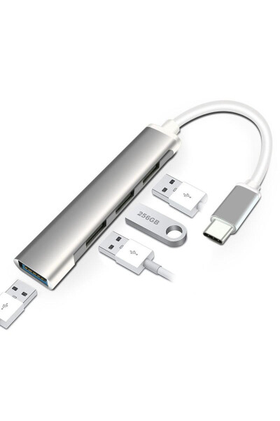 Type-C Usb 3.1'den 4 Adet Usb 3.0 Hub OTG Çoğaltıcı Adaptörü C809 - 1