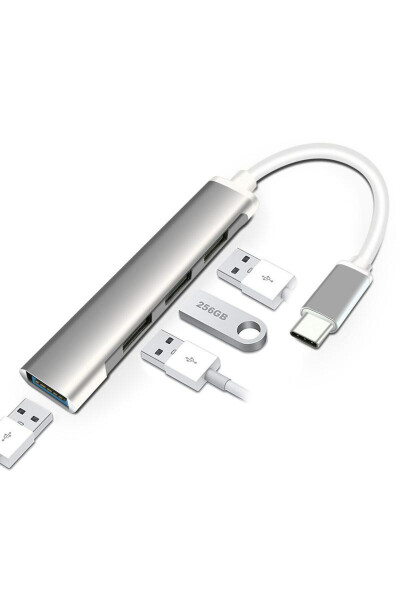 Type-C Usb 3.1'den 4 Adet Usb 3.0 Hub OTG Çoğaltıcı Adaptörü C809 - 6