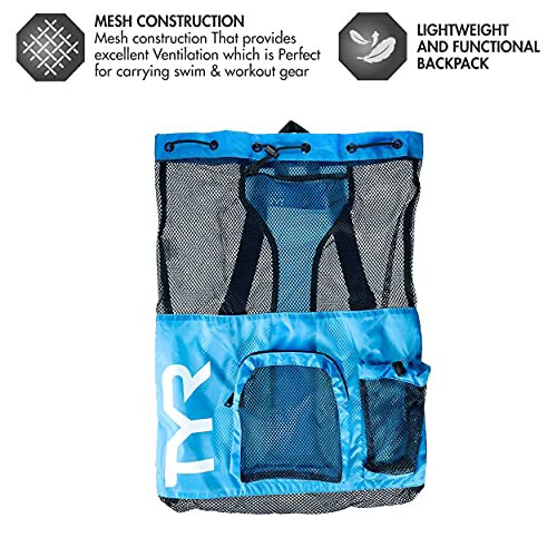 <p>TYR Big Mesh Mummy Backpack for Swim, Gym and Workout Gear, Black, 40-Liter Capacity</p> - 6