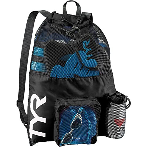 <p>TYR Big Mesh Mummy Backpack for Swim, Gym and Workout Gear, Black, 40-Liter Capacity</p> - 1