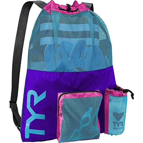 <p>TYR Big Mesh Mummy Backpack for Swim, Gym and Workout Gear, Black, 40-Liter Capacity</p> - 4