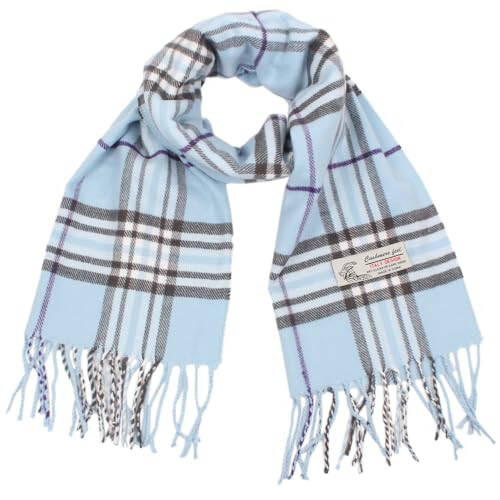 TZ Promise Plaid Cashmere Feel Classic Soft Luxurious Winter Scarf For Men Women - 1