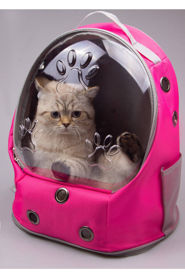 UFO Astronaut Cat Carrier - 7 Air Channels Paw Pattern 47x40x35cm (15kg) - 1