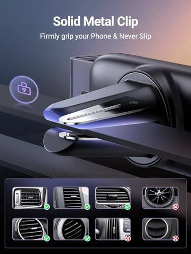 UGREEN Car Vent Phone Mount Air Vent Clip Holder Cell Phone Car Mount Phone Holder Compatible with iPhone 15 14 13 12 Pro Max Mini Plus, iPhone 11 SE XS XR 8 7 6 6S Smartphone - 3