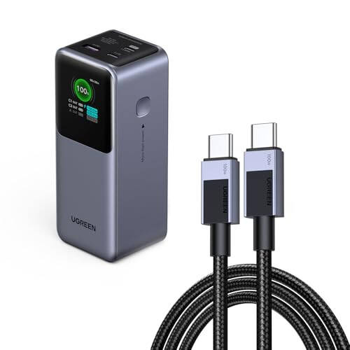 UGREEN Nexode Power Bank 20000mAh Bundle with USB C to USB C Cable 3.3FT Compatible with iPhone 15/15 Pro/15 Pro Max, MacBook Pro/Air, Galaxy S24/S23, iPad Pro/Air, Pixel 8 - 1