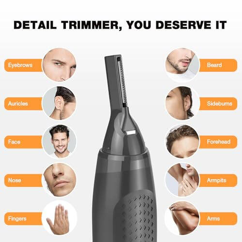 ULAIDO Eyebrow Trimmer, Ear and Nose Hair Trimmer for Men, Beard Trimmer, Professional Precision Titanium Detail Trimmer for Sideburns, Neckline & Facial Other Detailing, with 3 Adjustable Sizes - 2