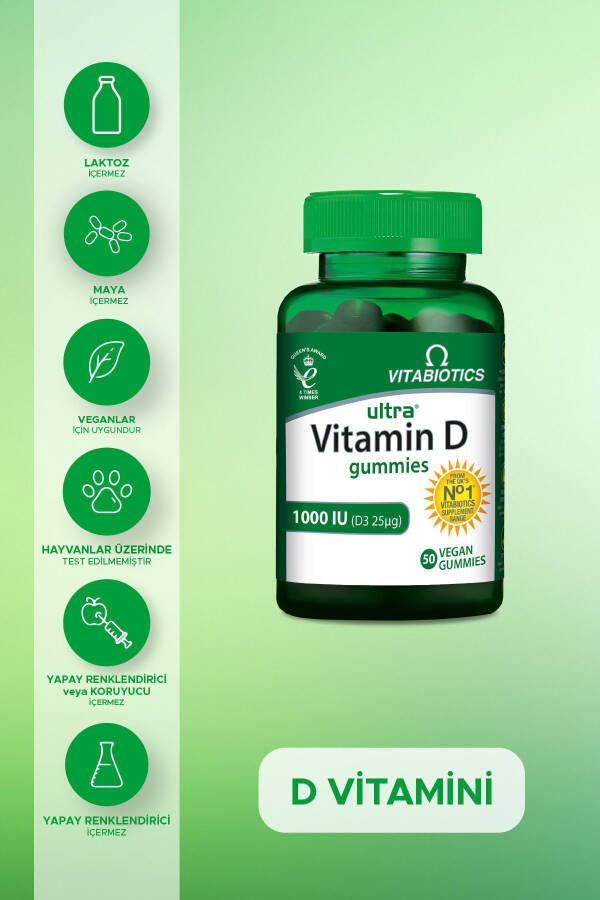 Ultra D Vitamini Gummies 1000 IU 50 Vegan Gummies - 3