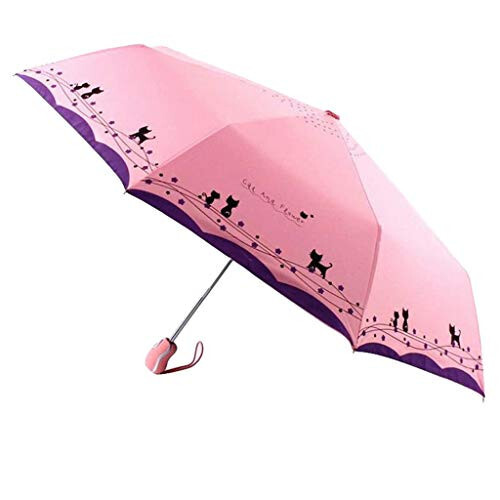 umbresen Windproof Compact Travel Folding Cute Cat Umbrella,Auto Open Close Rain&Sun Lightweight Portable Umbrellas with Cover for Kids Women Men - 8