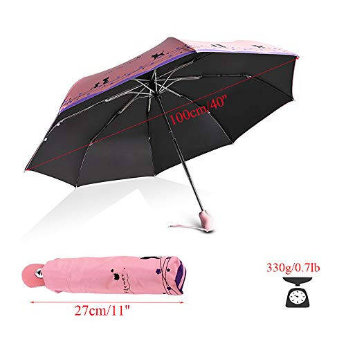 umbresen Windproof Compact Travel Folding Cute Cat Umbrella,Auto Open Close Rain&Sun Lightweight Portable Umbrellas with Cover for Kids Women Men - 9