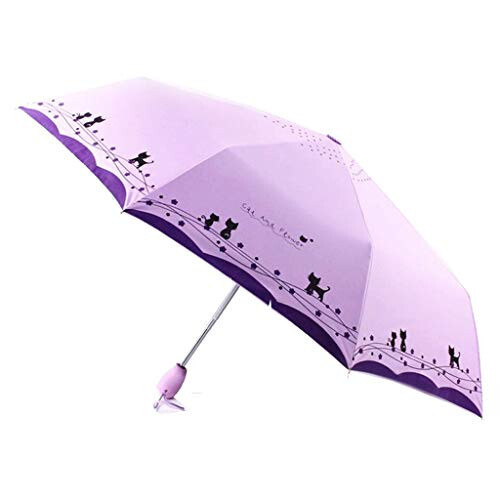 umbresen Windproof Compact Travel Folding Cute Cat Umbrella,Auto Open Close Rain&Sun Lightweight Portable Umbrellas with Cover for Kids Women Men - 2