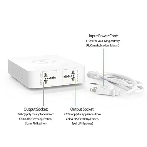 UMI 110V dan 220V gacha boʻlgan kuchlanish konvertori LX-300C Toroidal transformator 220V qurilmalarni AQShda ishlatish uchun, oddiy oq plastik qobiq, xavfsiz va samarali - 3