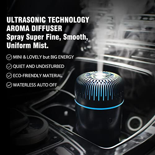 Unee Car Diffuser, USB Plug-in 100ml Mini Humidifier Essential Oil Diffuser Car Air Freshener Aromatherapy Diffuser (Black) - 2