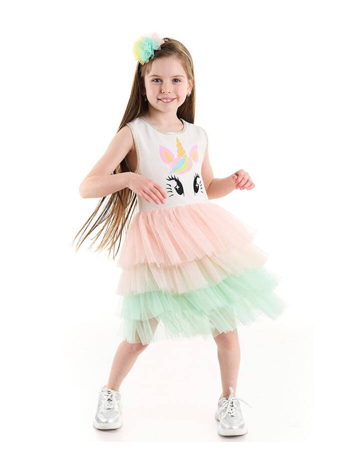 Unicorn Printed Girl's Tutu Dress - 1