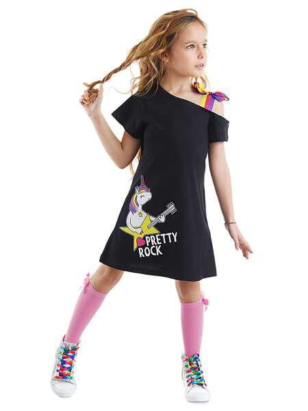 Unicorn Rock Black Dress for Girls - 1