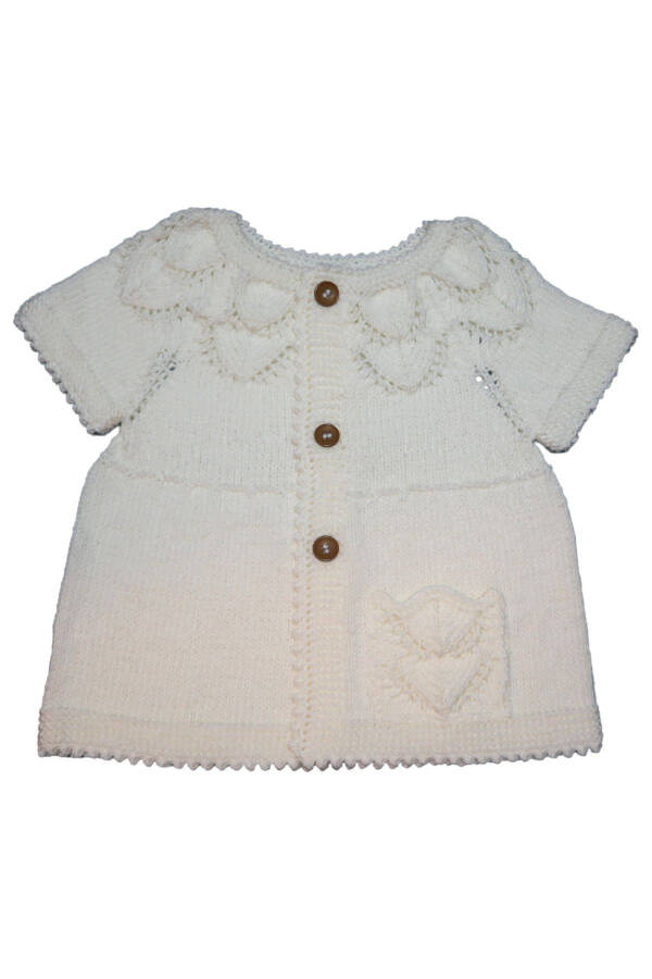 Unique Baby Hand-Knitted Pocket Cardigan with Openwork - 1