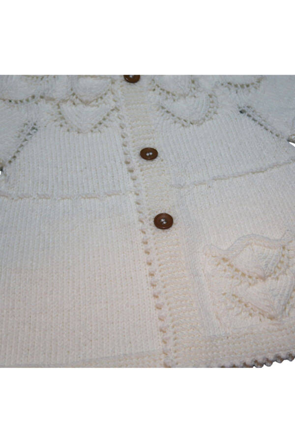 Unique Baby Hand-Knitted Pocket Cardigan with Openwork - 3