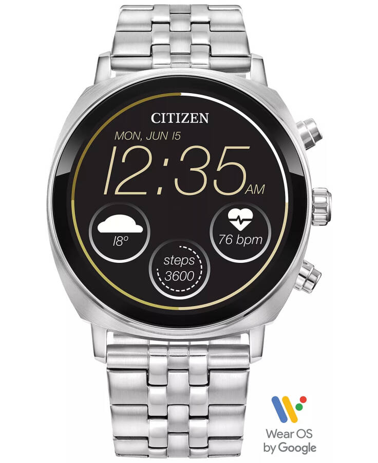 Унисекс CZ Smart Wear OS Стальной браслет умные часы 41мм Серебристый - 1