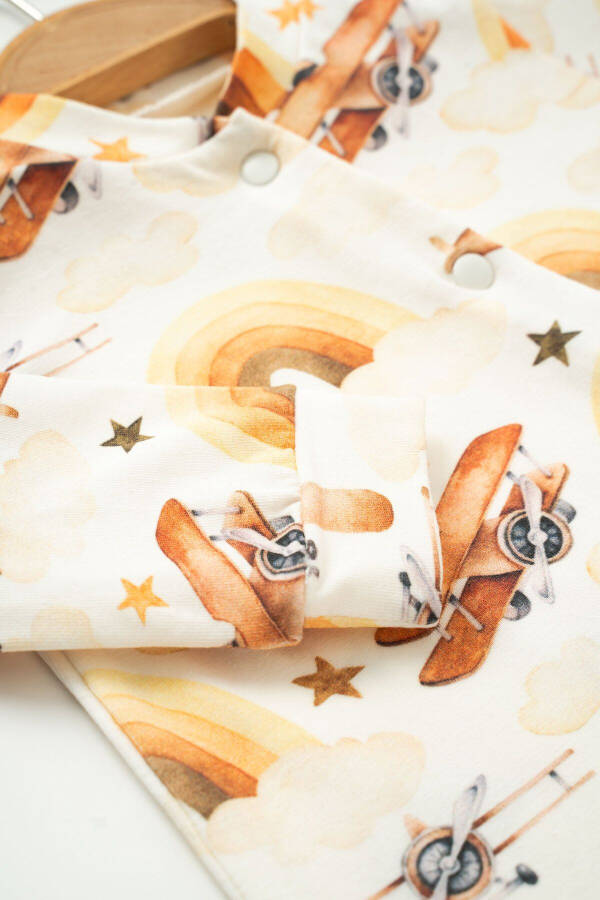 Unisex Baby Airplane Print Hatted Sleepsuit 2 Pieces 0-3, 0-6 Months - 2