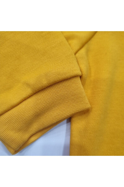 Unisex baby cardigan made of 100% cotton, yellow color, with front snaps. - 4