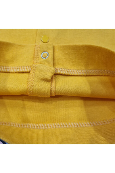 Unisex baby cardigan made of 100% cotton, yellow color, with front snaps. - 5