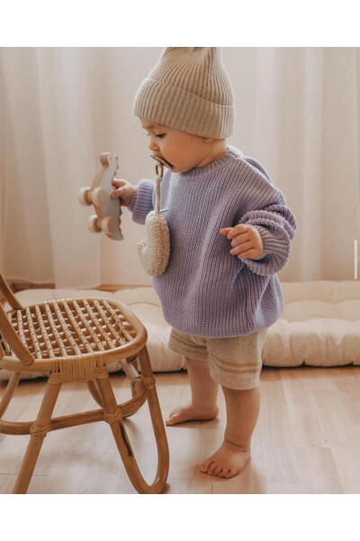 Unisex Baby, Kids Bicycle Neck Oversize Knit Sweater 6 Months-5 Years - 6