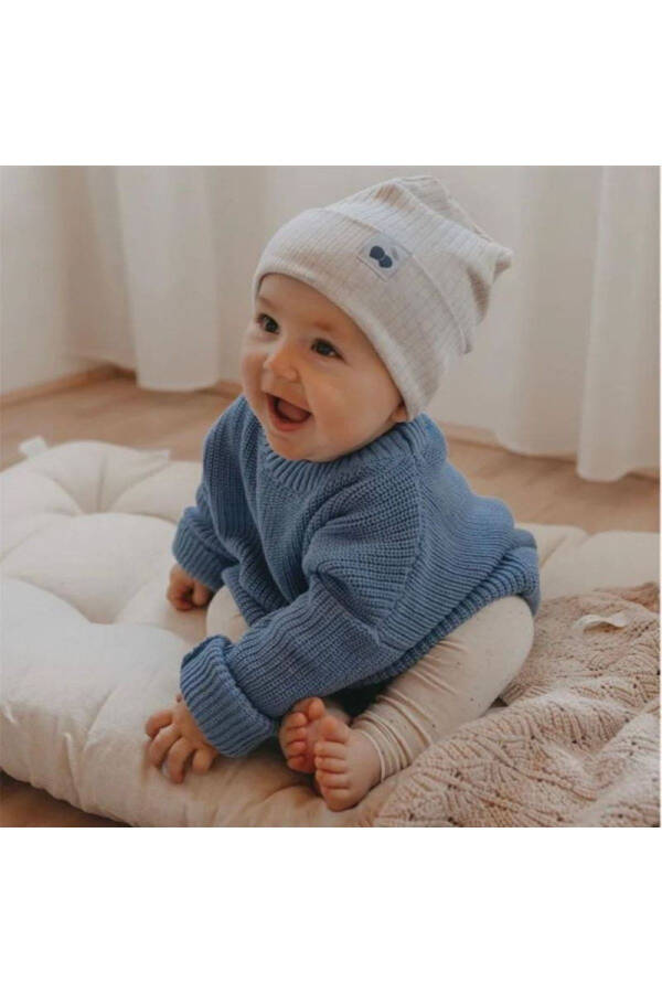 Unisex Baby Kids Crew Neck Oversize Knit Sweater 6 Months-5 Years - 1