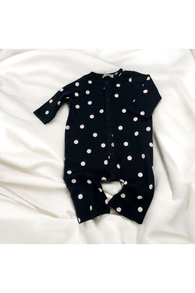 Unisex Baby Polka Dot Printed Long Sleeve Romper - 5