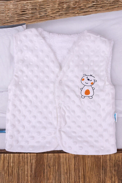 Unisex baby vest, fleece inside, welsoft outside, bear embroidery. - 4