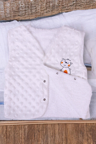 Unisex baby vest, fleece inside, welsoft outside, bear embroidery. - 5