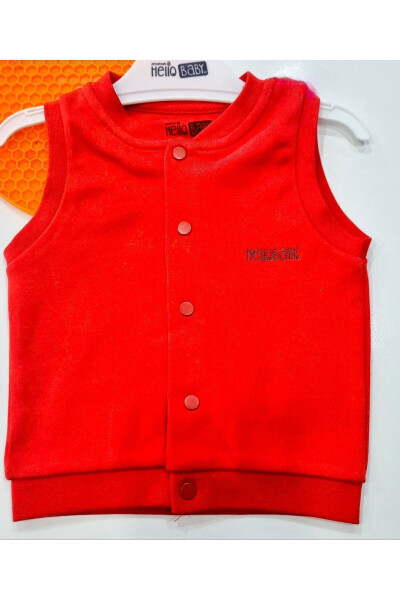 Unisex baby vest made of 100% natural cotton, red color, with snaps. - 1