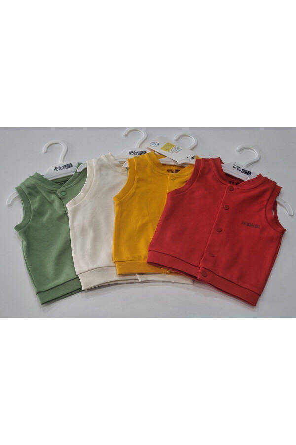 Unisex baby vest made of 100% natural cotton, red color, with snaps. - 2