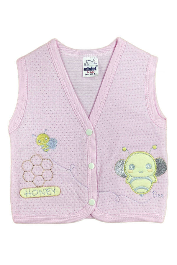 Unisex Baby Vest Set, 3-piece, Quilted, Bee Embroidery, Organic Cotton, 3-6-9 Months - 3